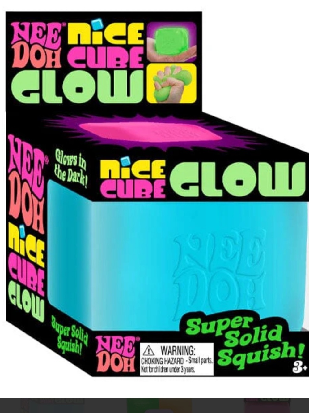 Nee Doh® Nice Cube GLOW Squishy Fidget Stress Ball (1pc) Assorted Colors